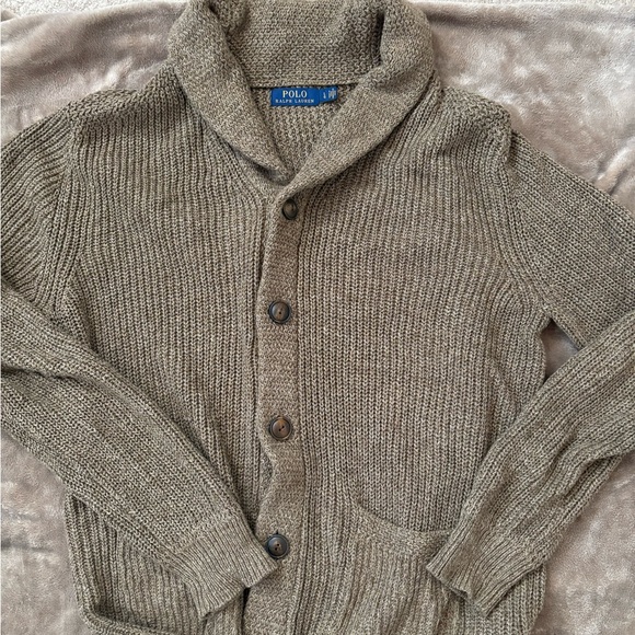 Polo by Ralph Lauren Mens Tan Cardigan Sweater